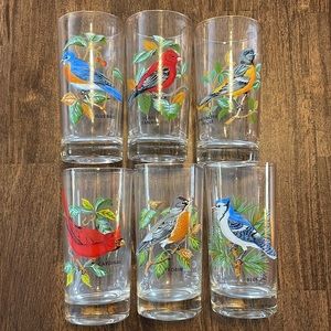 Vintage West Virginia Glass bird drinking glasses